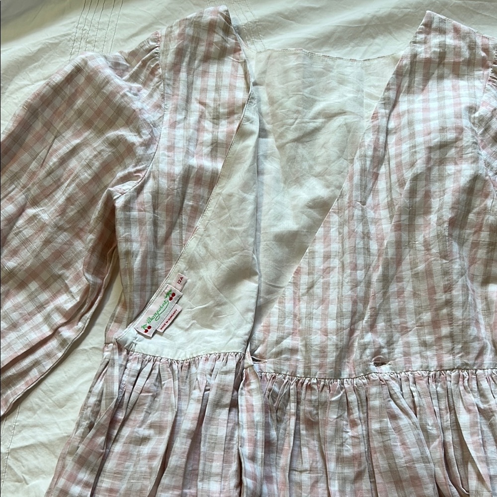 Bonpoint wrap Pink and White Sundress with V-Neck